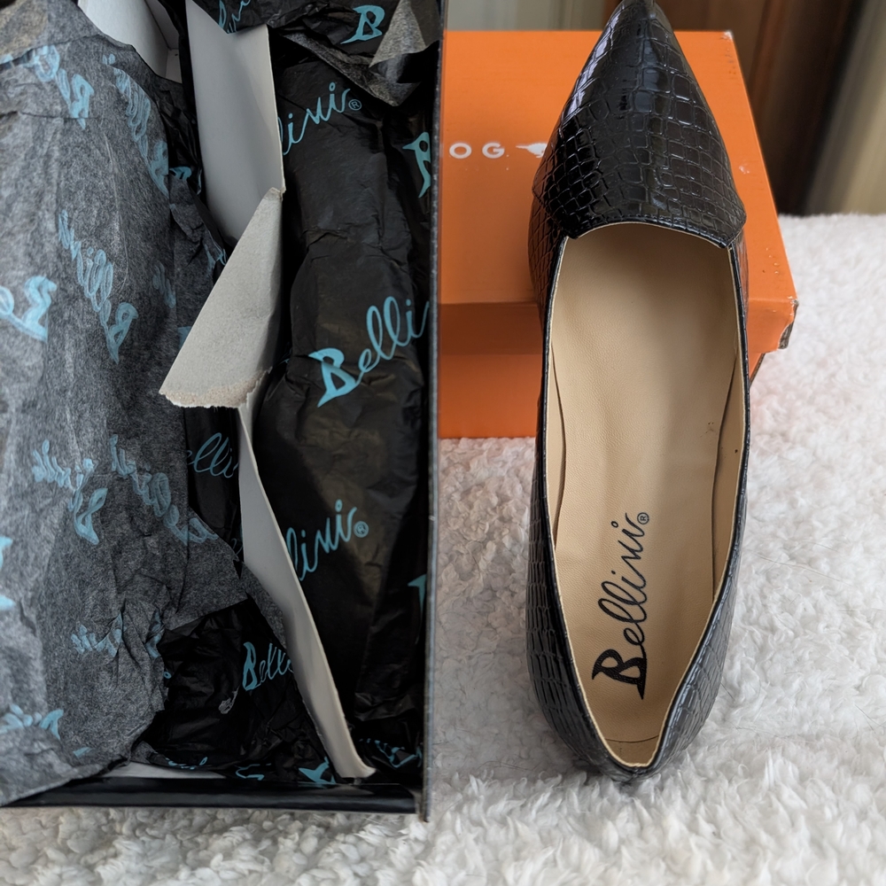 Bellini Black Croc-Embossed Flats